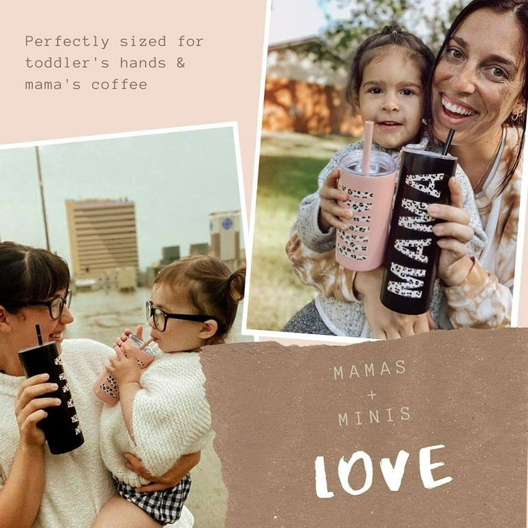 Lucky Love Mama + Mini Stainless Steel Cups for Kids and Adults - 3D  Printed Leopard Insulated Tumblers with Lids and Straws Making This Mom Mug  and