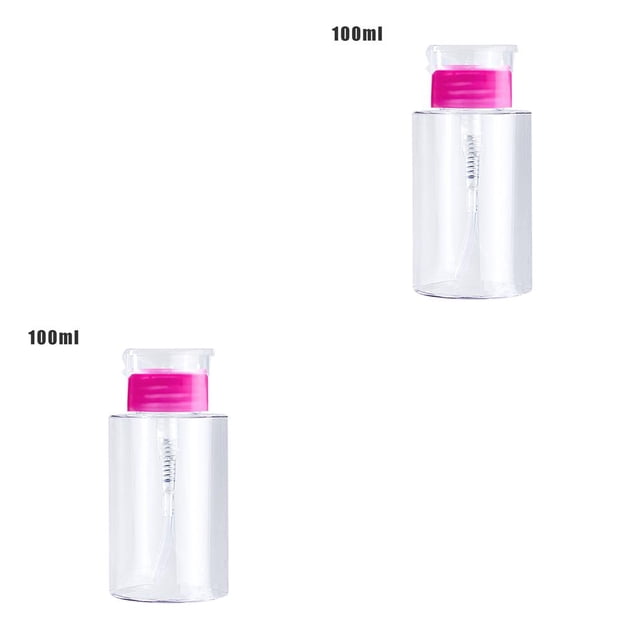 heritaly Push Down Empty Pump Dispenser Nail Polish Remover Refillable Storage Container Cosmetic Removal Plastic Press Bottle Rose red 100ml 2Set