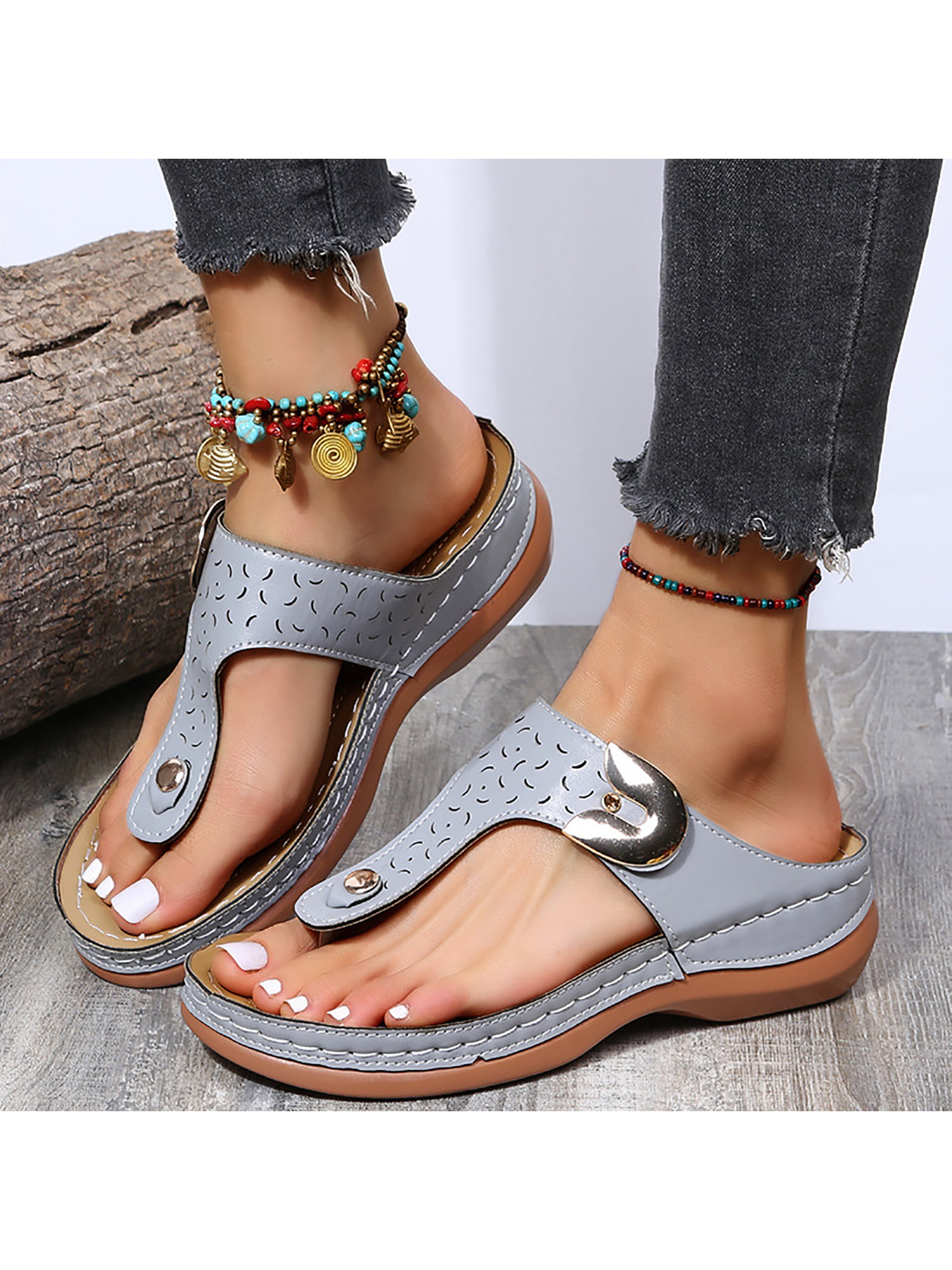 Women Summer Beach Casual Flat Platform Thong Flip Flops Sandals Slipper Shoes 