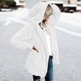 thumbnail image 4 of White Young Adult Tops Women's Casual Splice Coat Winter Warm Open Front with Pockets Hooded Cardigan Plus Size Tops for Women, 4 of 5