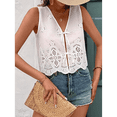 thumbnail image 4 of Chaleco con Lazo Frontal para Mujer, Camiseta Sin Mangas con Bordado Floral Y2K, Cuello en V, Top Corto, Lindas Camisetas para Salir. XL, 4 of 8