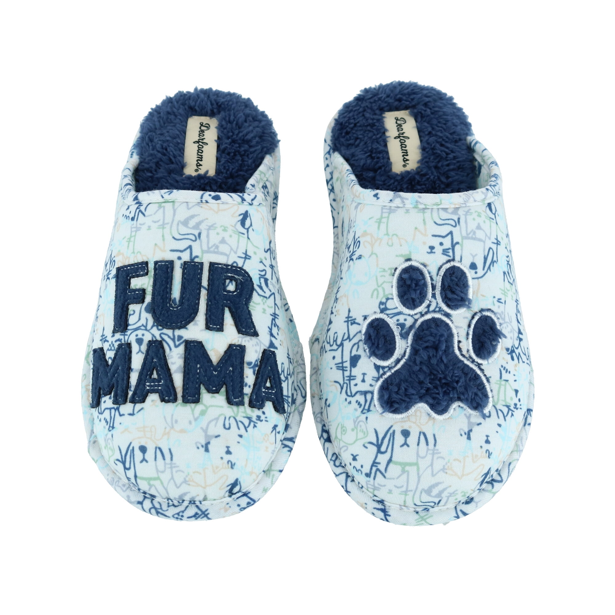 Dearfoams Women's Fur Mama Scuff Slipper with Matching Pet Collar