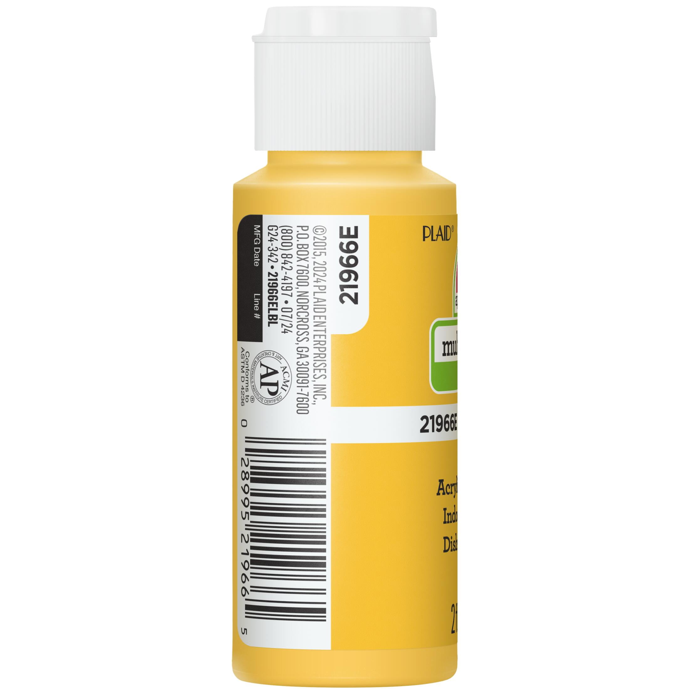 (3 pack) Apple Barrel Multi-Surface Craft Paint, Satin Finish, Golden Yellow, 2 fl oz