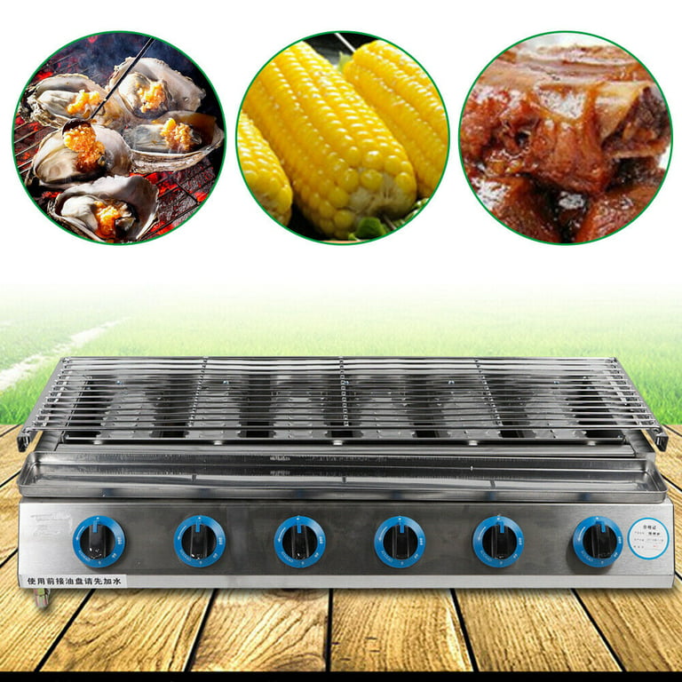 LYNICESHOP RNAB0BMFVTDH7 bbq gas grill, portable gas grill 6 burner lpg  tabletop grill bbq gas griddle commercial gas lpg grill 2800pa tabletop  cooker
