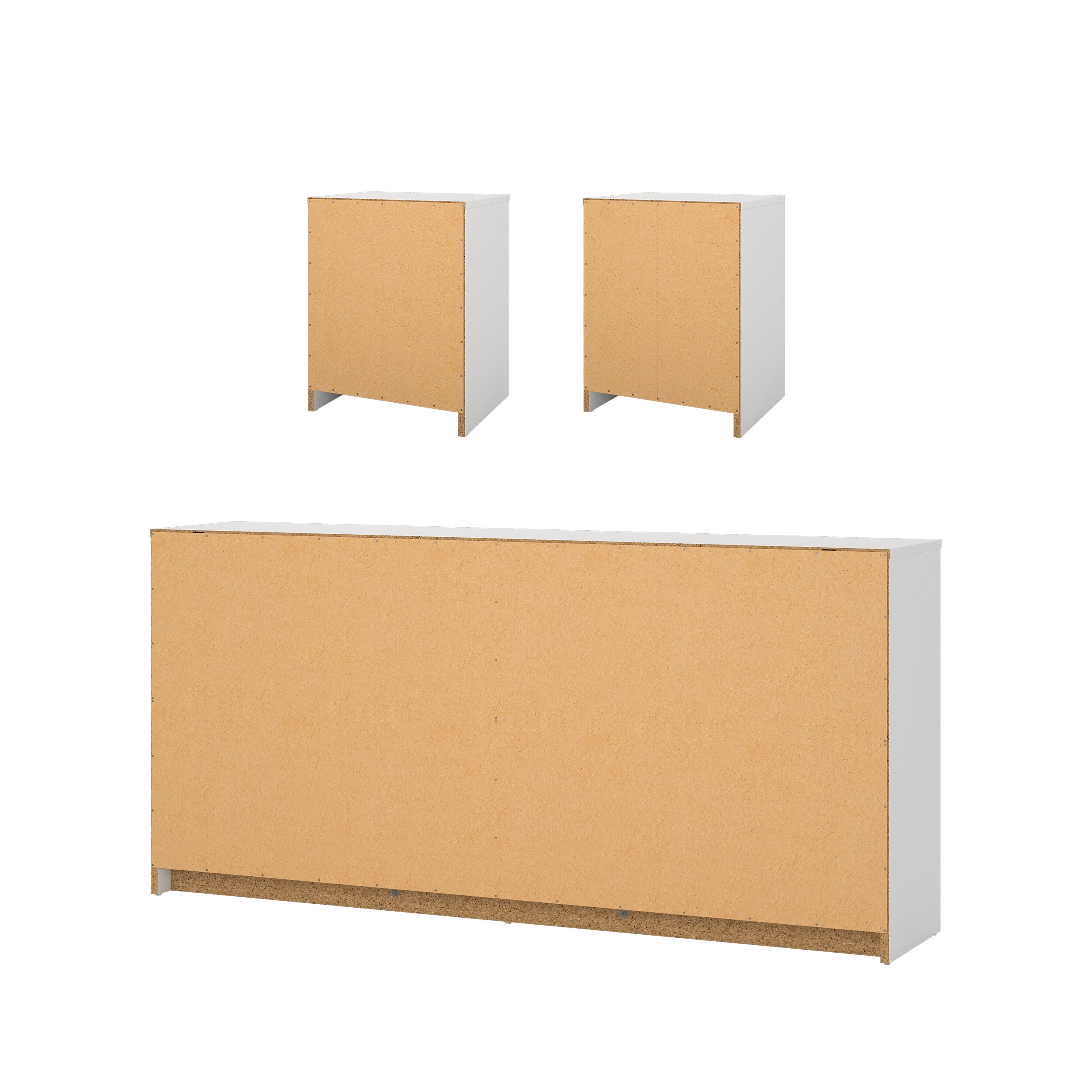 Tvilum Studio 3-Piece Bedroom Set - 6 Drawer Double Dresser And Nightstand Set Of 2, White