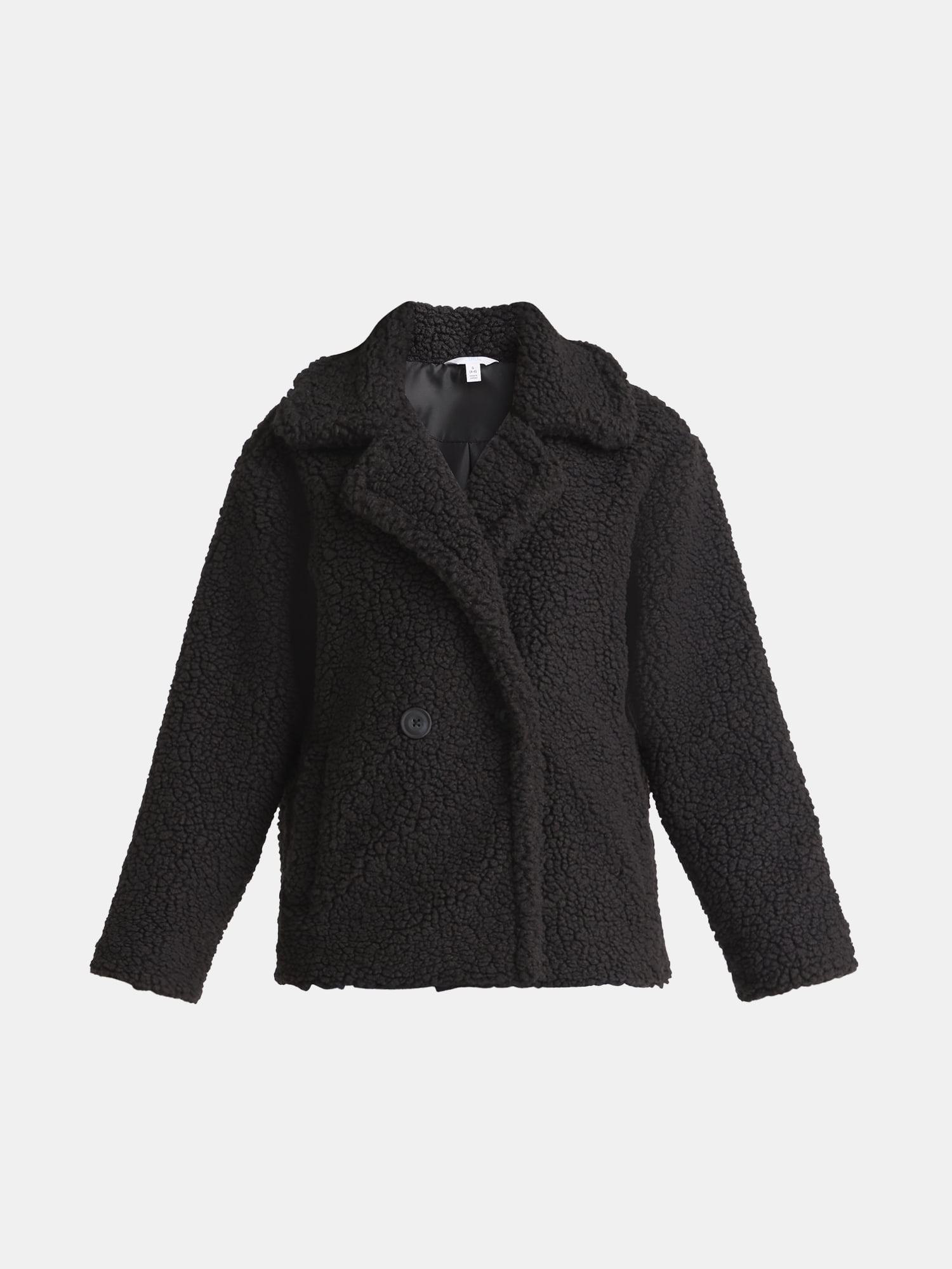 Time and Tru Women's and Women's Plus Teddy Double Breasted Jacket, Sizes XS-3X
