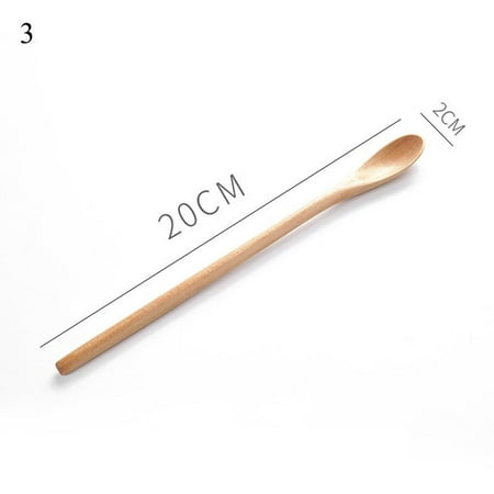 

Wooden Spoons With Long Handle Stirring Mixing Spoon Dessert Coffee Tea Honey Soup Spoons Tableware Utensil Kitchen Supplies