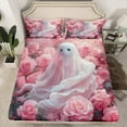 thumbnail image 2 of Manfei Halloween Ghost and Pink Rose 3-Piece Twin Sheet Set, 2 of 6