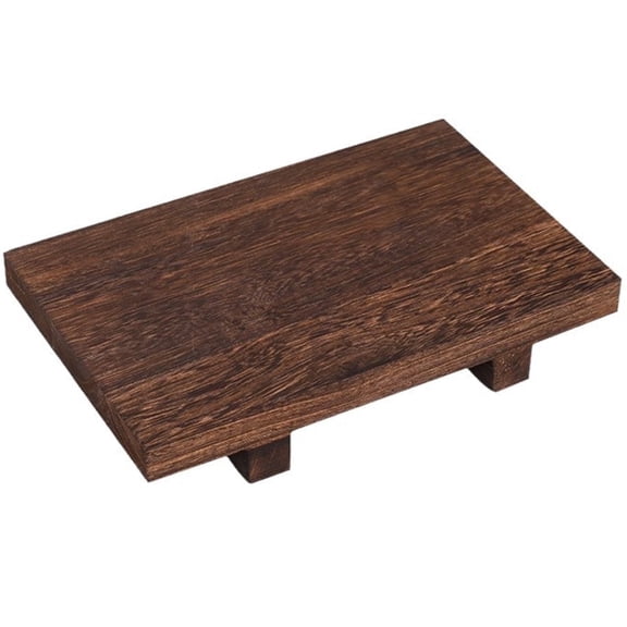 Youersen Wood Riser Tray, Decorative Kitchen Sink Soap Stand for Bathroom Dishes, Plants, Bottles, 9 x 6 inches, Brown