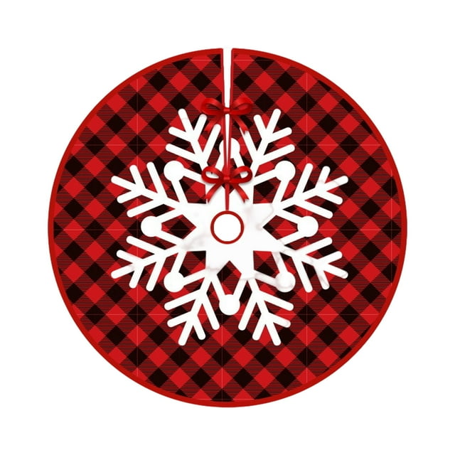 C 90Cm Christmas Tree Skirt Polyester Fabric Red Gold Snowflake Star Print For Tree Base Durable Easy To Clean