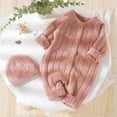 thumbnail image 2 of Atogsazn Infant Boys Girls Jumpsuit Toddler Button Knitted Long Sleeve Romper Sweater Outerwear Fall Winter Clothes Pink 6-12 Months on Clearance, 2 of 4