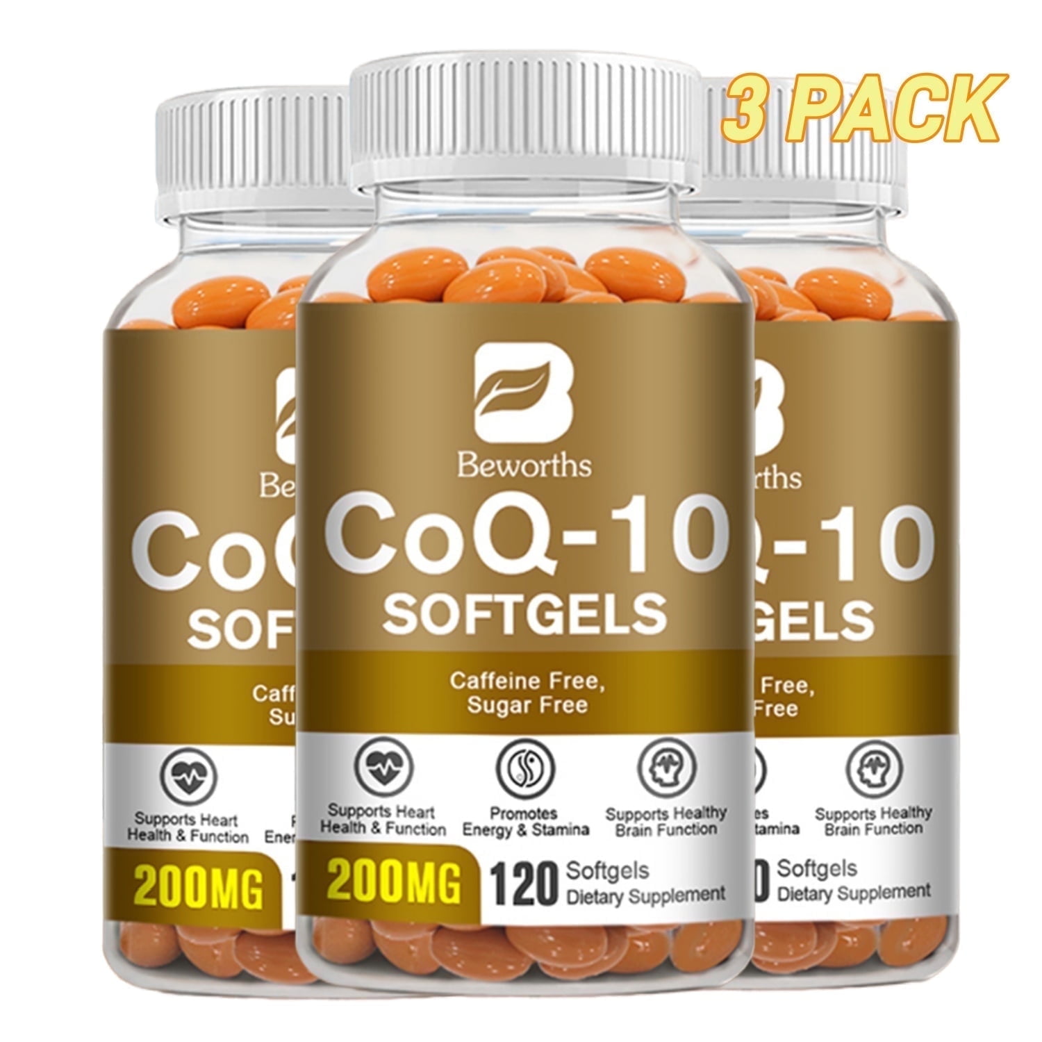 CoQ10 200mg, High Absorption Coenzyme Q10 Supplement, Supports Heart Health & Cellular Energy, Antioxidant Support, 360 Count