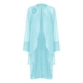 thumbnail image 3 of Miutii Womens Long Flower Cardigan Casual Draped Open Front Chiffon Cascade Cardigan Duster Light Blue M, 3 of 4
