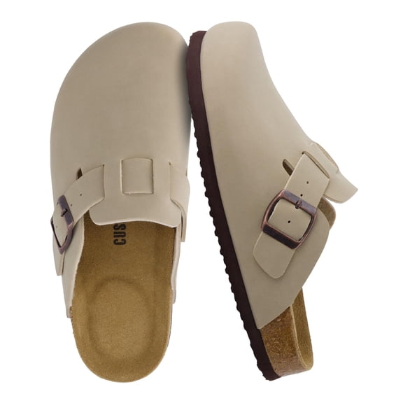 Cushionaire Hana Women's Clogs | Comfortable Vegan Suede Clogs for Women | Slip On Potato Shoes with Cork Footbed & Arch Support | Memory Foam, Wide Widths Available