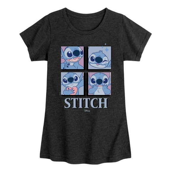 Disney - Lilo & Stitch - All The Expressions of Stitch - Toddler & Youth Girls Short Sleeve Graphic T-Shirt