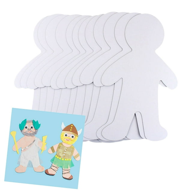 12 Pcs Découpe en Papier Forme de Poupée Jouet de Peinture DIY pour Enfants