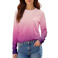 thumbnail image 5 of Women's Gradient Color Raglan Sleeve Round Neck Sweatshirt, Long Sleeve Soft Rayon Blend Pullover Top with Loose Fit for Fall Season, Casual Streetwear and Legging Pairing Outfits Purple XXXXL, 5 of 9