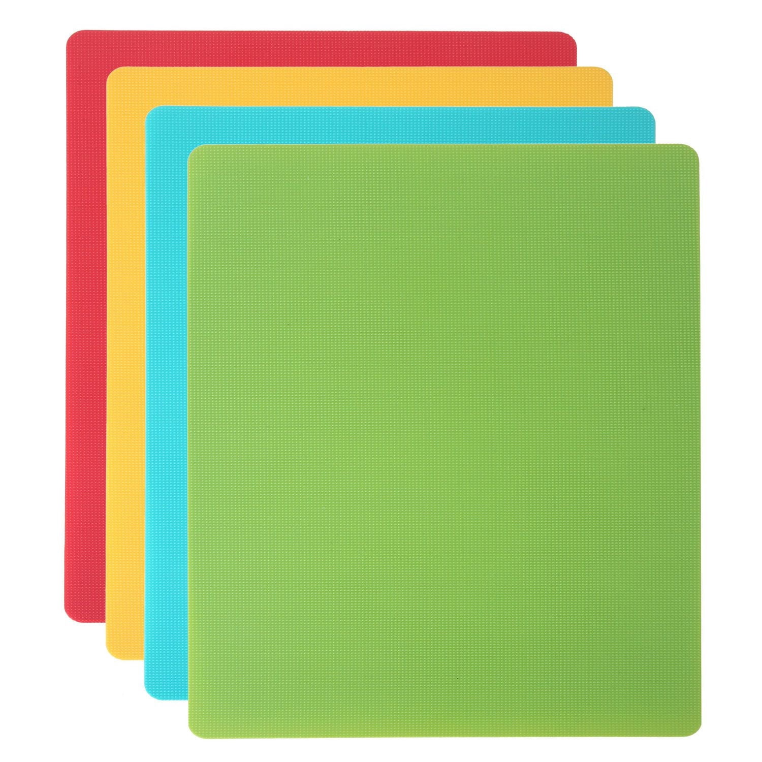 Mainstays 4 Pack Non-slip 14.2" x 10.8" Flex Plastic Cutting Mats in Assorted Colors, MS 4 Pack Flex Cutting Mats