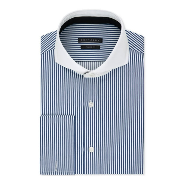Sean John Mens Striped Tailored Fit Button-Down Shirt Blue - Walmart.com