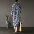thumbnail image 2 of Cotton Linen Cheongsam Loose Chinese Women's Chinese Frog Button Dresses, 2 of 9
