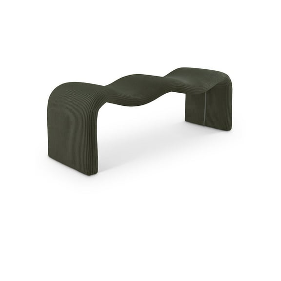 Meridian Furniture Willow Green Microsuede Corduroy Bench