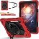 thumbnail image 1 of Funda Resistente a Golpes para Samsung Galaxy Tab S10 FE, Galaxy Tab S9 FE, Galaxy Tab S9, Funda Protectora de Silicona Anti-caída + Capa de PC con Asa Giratoria de 360°, Correa para el Hombro, Rojo, 1 of 9