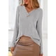 thumbnail image 2 of Camisa PRETTYGARDEN Mujer Manga Larga Cuello en V Acanalada Gris, 2 of 8