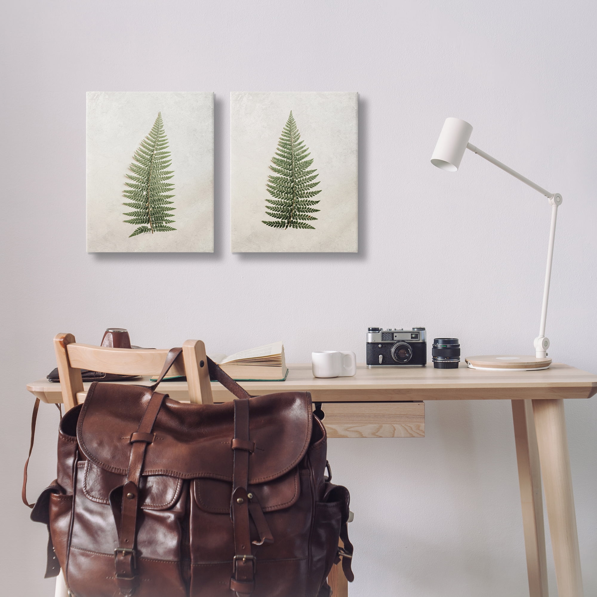 Stupell Industries Realistic Fern Leaves Plants & Flowers Painting Wrapped Canvas Art Print Wall Art, 16 x 20, Set of 2