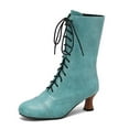 thumbnail image 4 of Bnwani Boots Women New Winter Fashion Toe Zipper High-Heel High Ankle Versatile Casual Boot Green Size 9, 4 of 8
