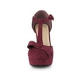 thumbnail image 6 of BLISSFUL STEP Women's Shoes Mary Janes Platform Pumps T-Strap Block Heel Round Toe Bow Decor Casual Shoes Burgundy 6, 6 of 7