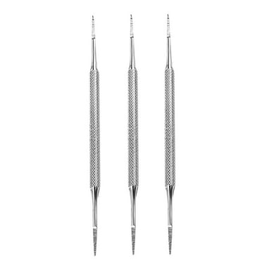 3pcs Double Ended Pedicure Blacks File Satin Ingrown Toe Nail Lifter Onychomycosis Paronychia Nail Cleaning Instrument(Silver)