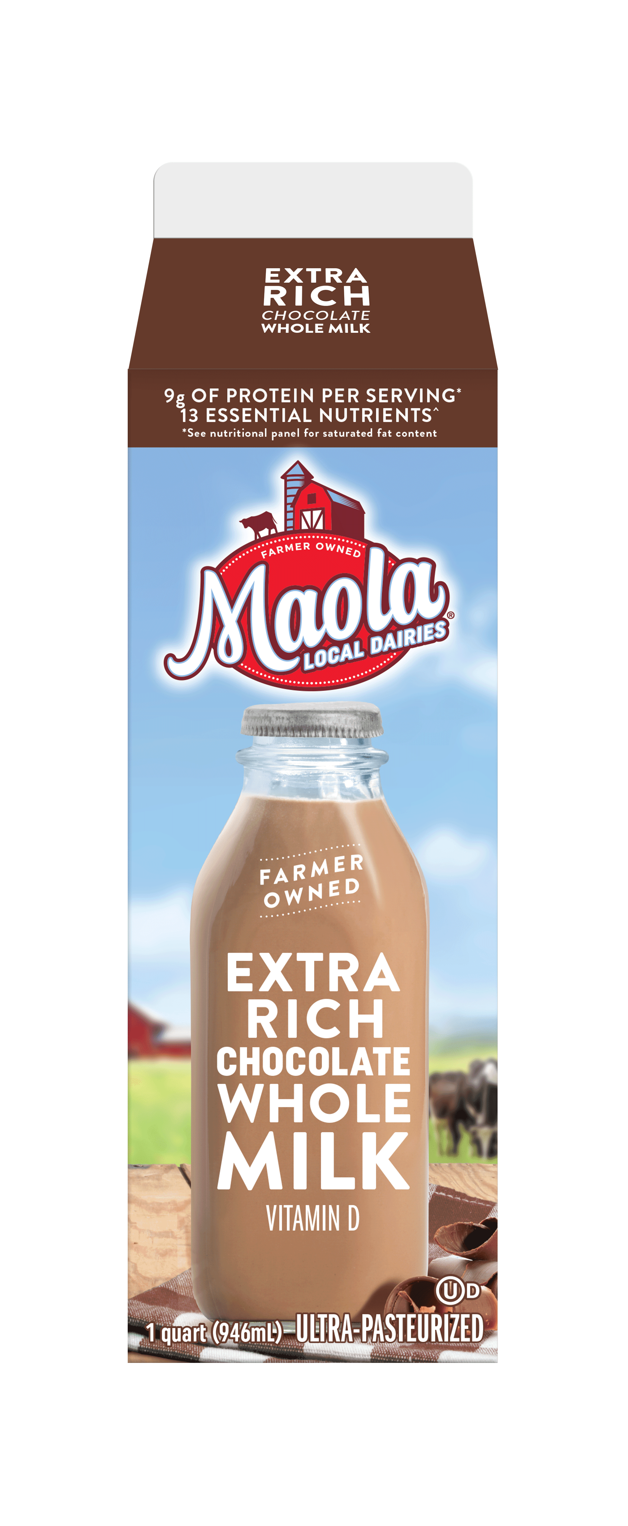Maola Extra Rich Chocolate Whole Milk Quart, Ultra-Pasteurized