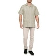 thumbnail image 4 of J. METHOD Men's Short Sleeve Cuban Guayabera Shirt Button Down Classic Embroidered 4 Pockets Casual Top NEMT112 Ivory 3XL, 4 of 6