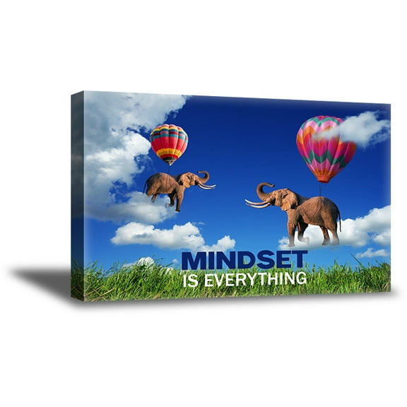 Awkward Styles Motivational Wall Art Inspirational Quotes Wall Art Motivational Wall Decor Inspirational Quote Mindset is Everything Wall Decor Elephants In The Sky Art Office and Home Canvas
