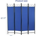 thumbnail image 2 of Room Dividers Folding Privacy Screen with 4 Panels Steel Frame Living Room Divider For Living Room,Office Use, Blue, 2 of 7