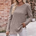 thumbnail image 5 of WREESH Womens Loose Crewneck Sweatshirt Fashion Round Neck Color Long Sleeve Blouse Beige, 5 of 7