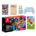 thumbnail image 1 of Nintendo Switch Mario Kart 8 Deluxe Bundle: Red/Blue Console, Mario Kart 8 & Membership, Mario Golf: Super Rush , Mytrix Wireless Pro Controller Blue Bamboo and Accessories, 1 of 8
