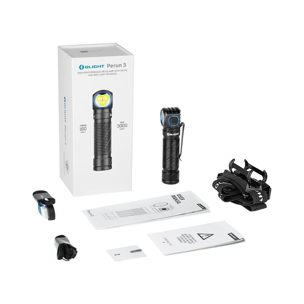 OLIGHT Perun 3 Rechargeable Headlamp Flashlight, 3000 Lumens LED Headlight with Red Light, Waterproof Head Lamp with Headband for Outdoor Camping, Hiking, Working(Black)