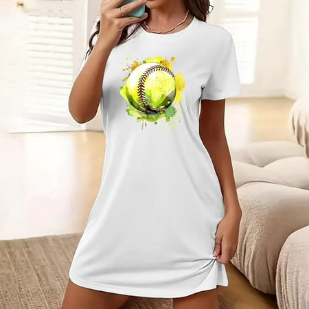 Women s Nightgown Round-neck Chemise Sleepwear Lace Nightwear Soft Lingerie for Women  2- White  Medium