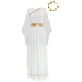 thumbnail image 3 of TiaoBug Womens Ancient Greek Costume Grecian Sleeveless Roman Queen Dress God Toga with Headwear White XL, 3 of 7