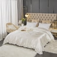 thumbnail image 2 of Move Over Satin Ruffle Duvet Cover Twin Only White Bedding Set Ruffle Pattern Silky Microfiber No Filling, 2 of 10