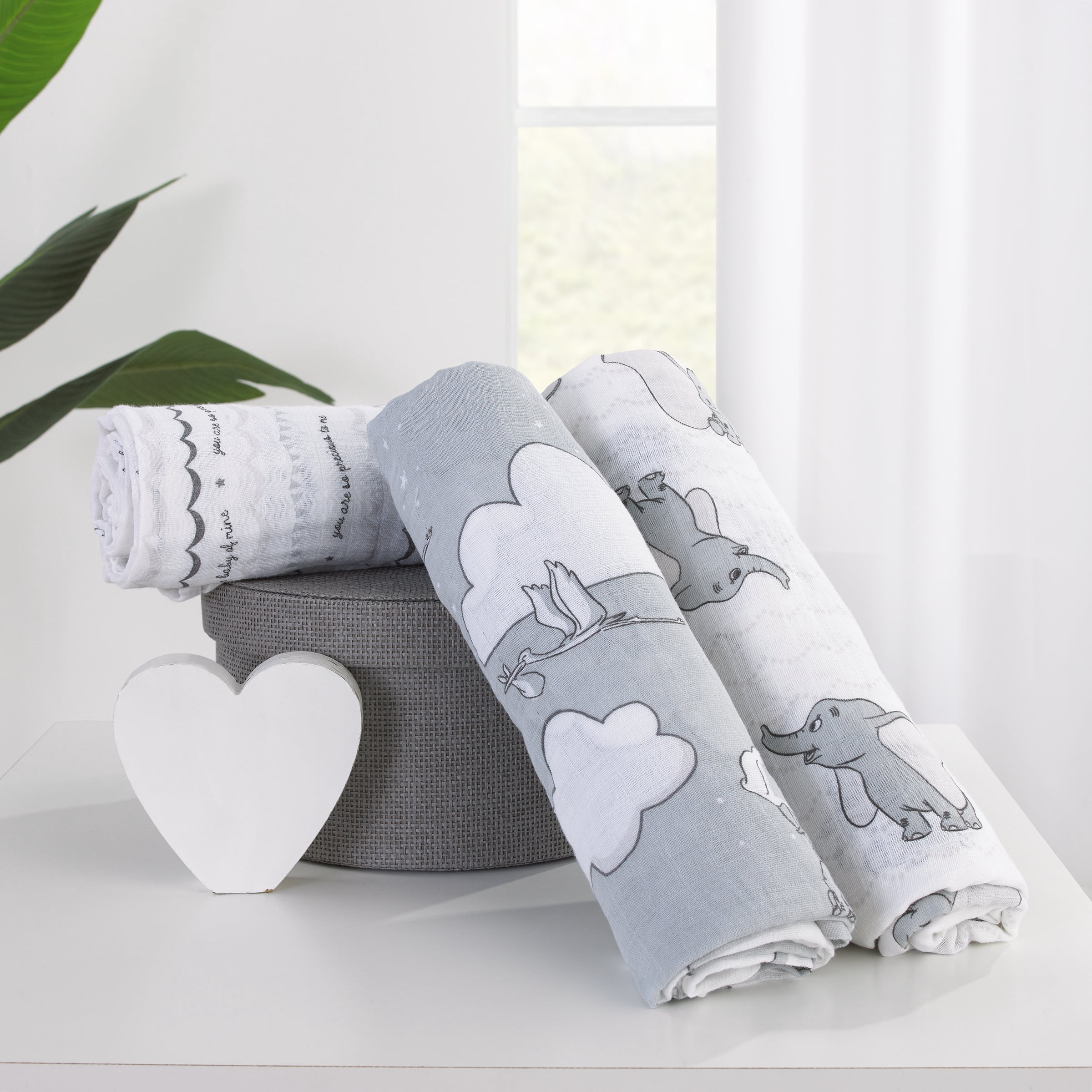 Disney Dumbo 3 Piece Muslin Swaddle Baby Blankets