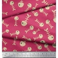 thumbnail image 3 of Soimoi Pink Satin Silk Fabric Fish Skeleton Ocean Printed Fabric 1 Yard 42 Inch Wide, 3 of 3