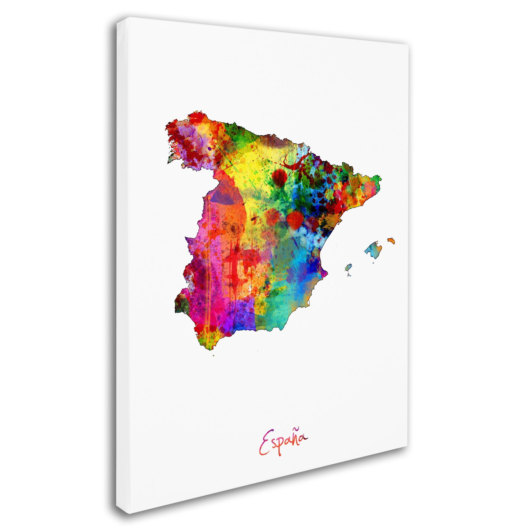 Trademark Fine Art "Spain Watercolor Map" Canvas Art by Michael Tompsett