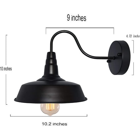 Land 61 Retro Black Wall Sconce Lighting Gooseneck Barn Flat Lights Industrial Vintage Farmhouse Lamp Canada Land 61 Retro Black Wall Sconce, Gooseneck Light Fixture Parts