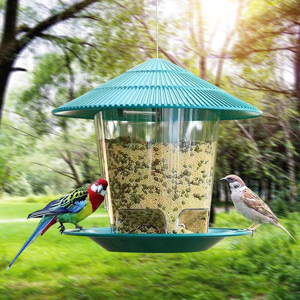 Pluokvzr Bird Feeder, Bird Feeding Station Hanging Transparent Large