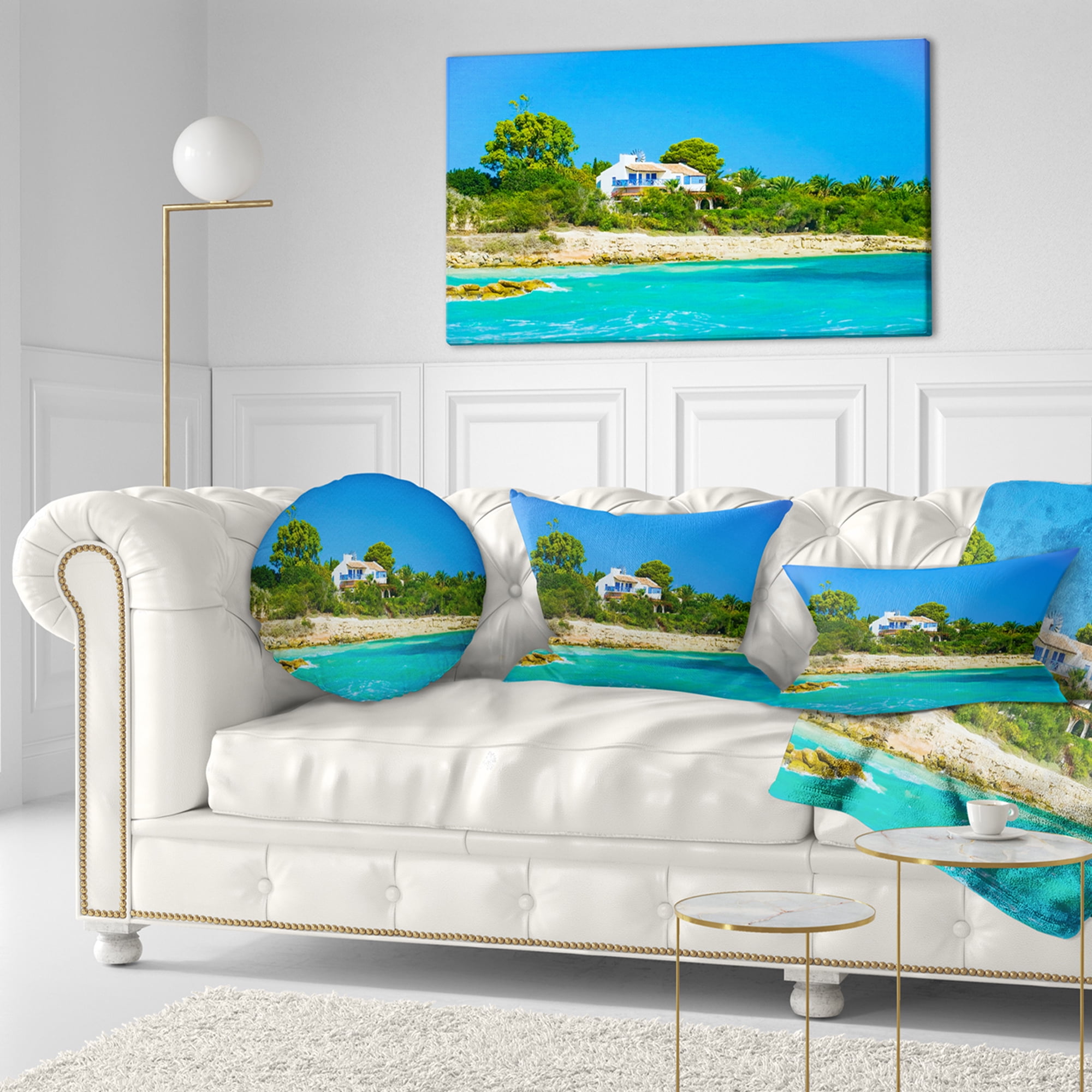 Designart 12" x 20" Blue Polyester Throw Pillow