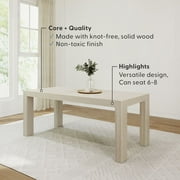 Plank+Beam 72 Modern Dining Table for 6, Solid Wood Rectangular Dining Table for Kitchen/Dining Room, Seashell Wirebrush
