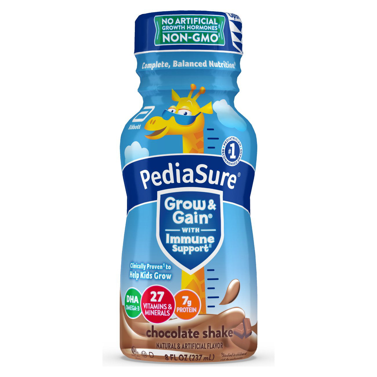 PediaSure Grow & Gain Chocolate Liquid, 8 oz Bottle (Count 24) - Walmart.com