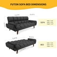 thumbnail image 3 of Aukfa 75" Deep Tufted Futon Convertible Sofa Bed, Linen Sleeper Couch for Home Office, Dark Gray, 3 of 10